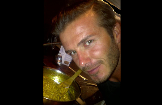 David Beckham with his homemade Risotto