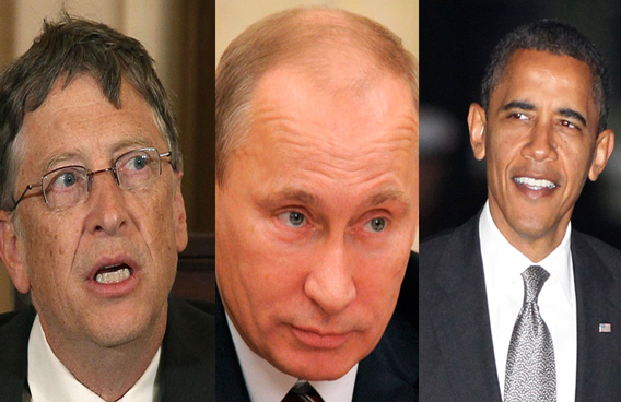Bill Gates, Vladimir Putin and Barack Obama (AFP/AP)