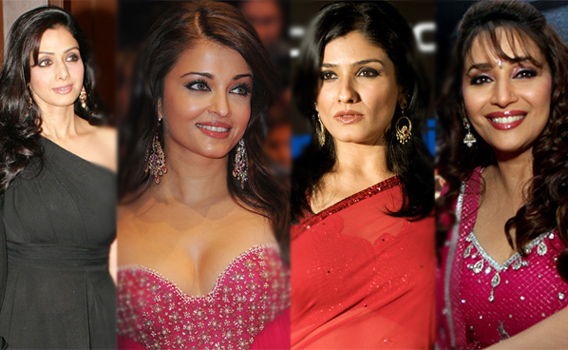 Sridevi, Aishwarya Rai Bachchan, Raveena Tandon and Madhuri Dixit. (GETTY/AFP)