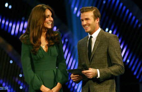 Kate, the Duchess of Cambridge and David Beckham