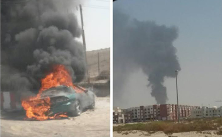 car catches fire