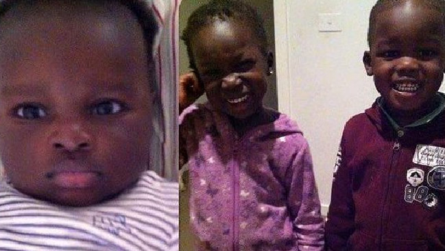 One-year-old Bol (left) and four-year-old twins Madit and Anger