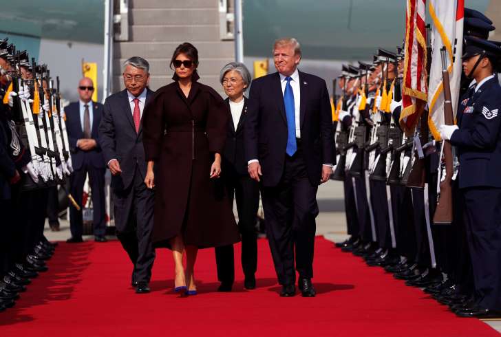 President Donald Trump and first lady Melania arrive in Seoul, South Korea