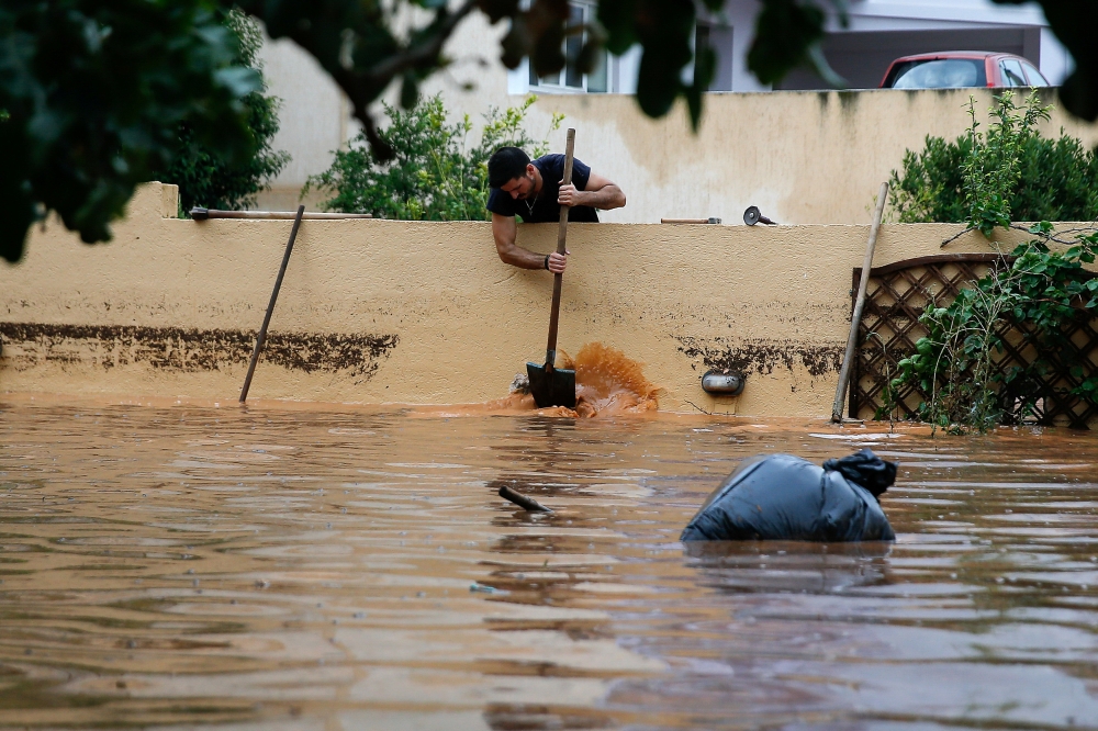 flash floods which hit the town of Magoula, Greece