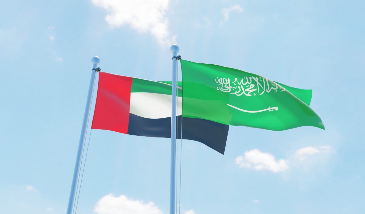 UAE flag and Sauidi flag