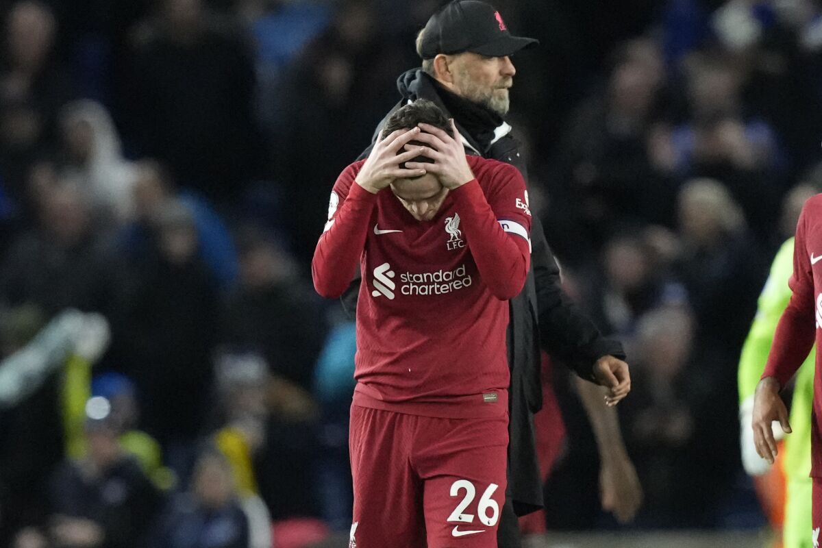 Brighton thrashes Liverpool 3-0 in EPL