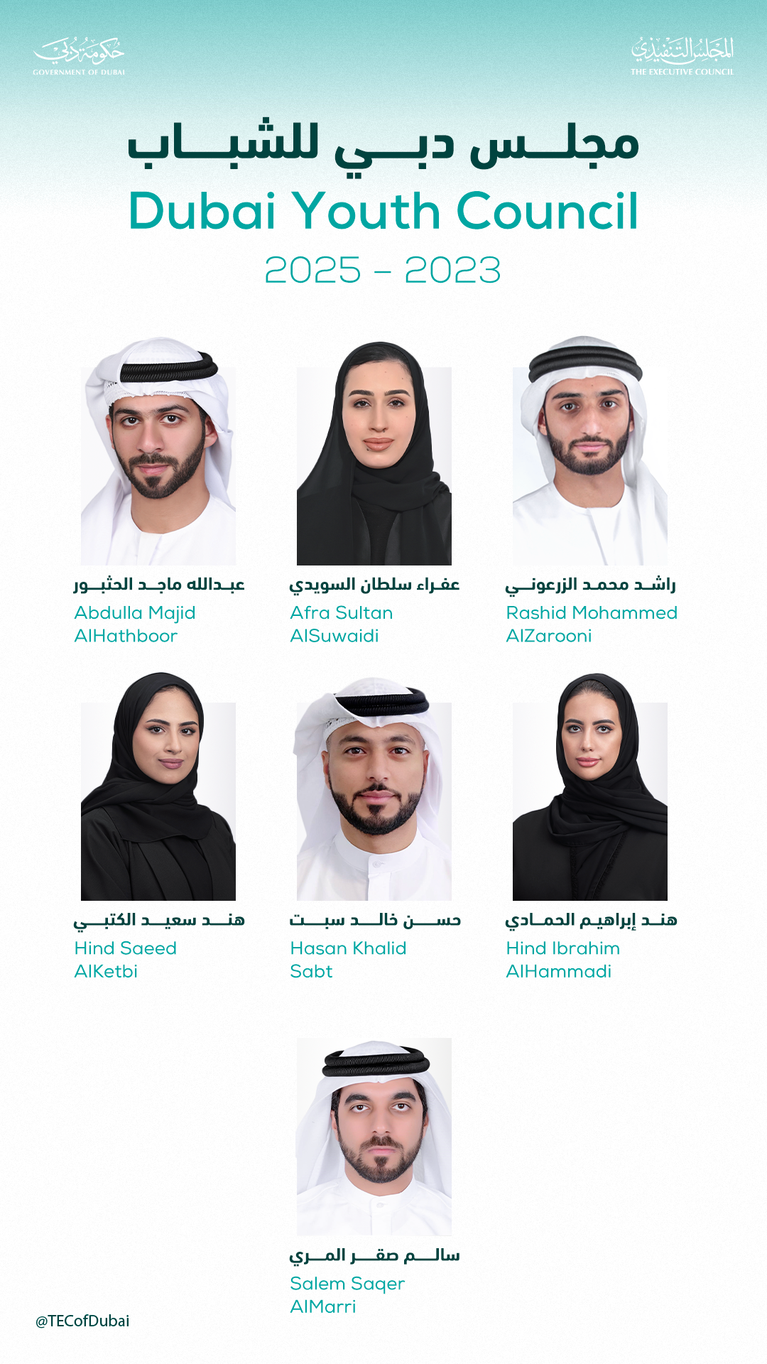 The Executive Council announces the formation of the new Dubai Youth Council for 2023-2025