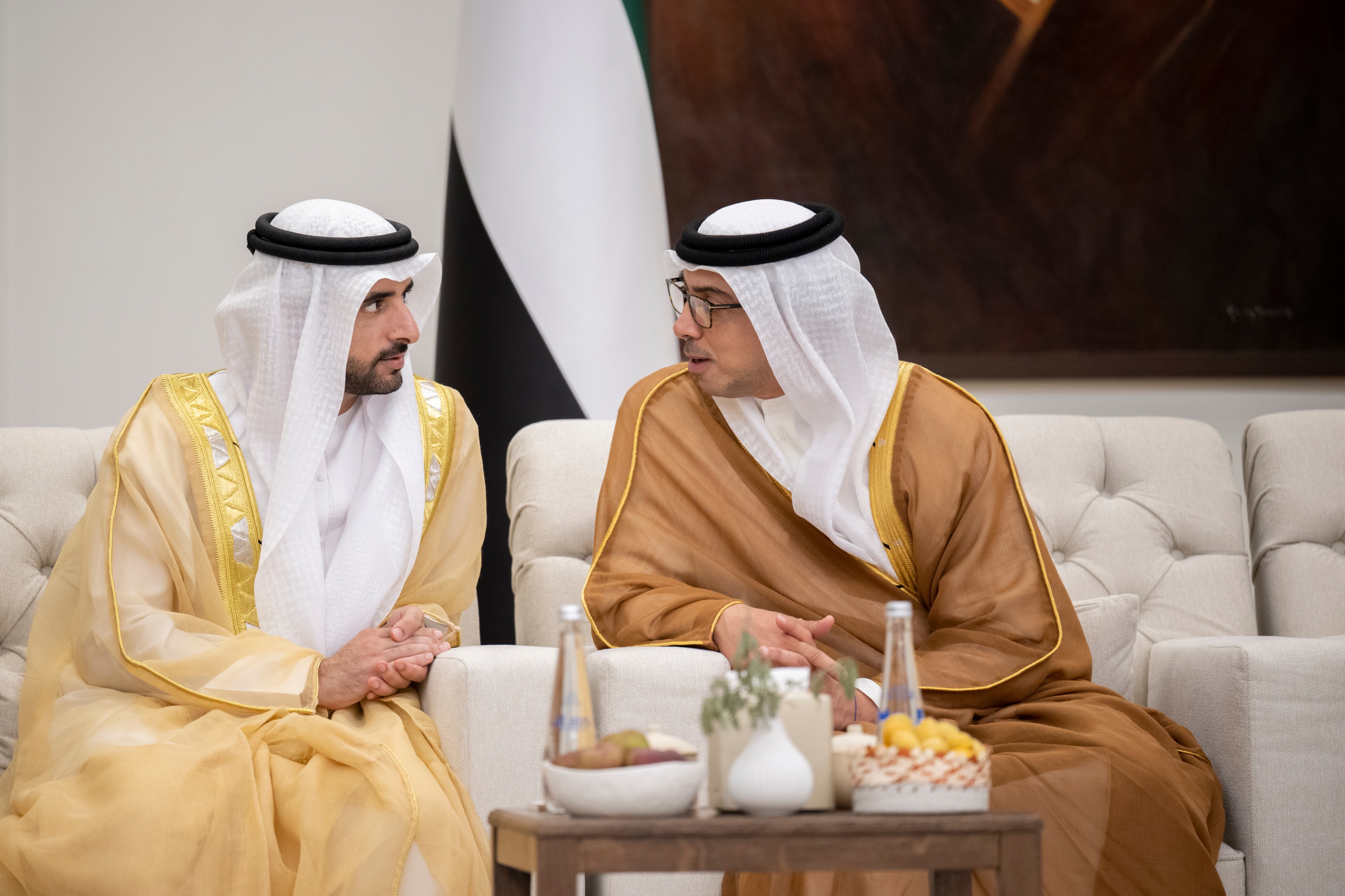 Mansour bin Zayed, Abu Dhabi Crown Prince, Sheikhs receive Crown Princes, well-wishers at Al Mushrif