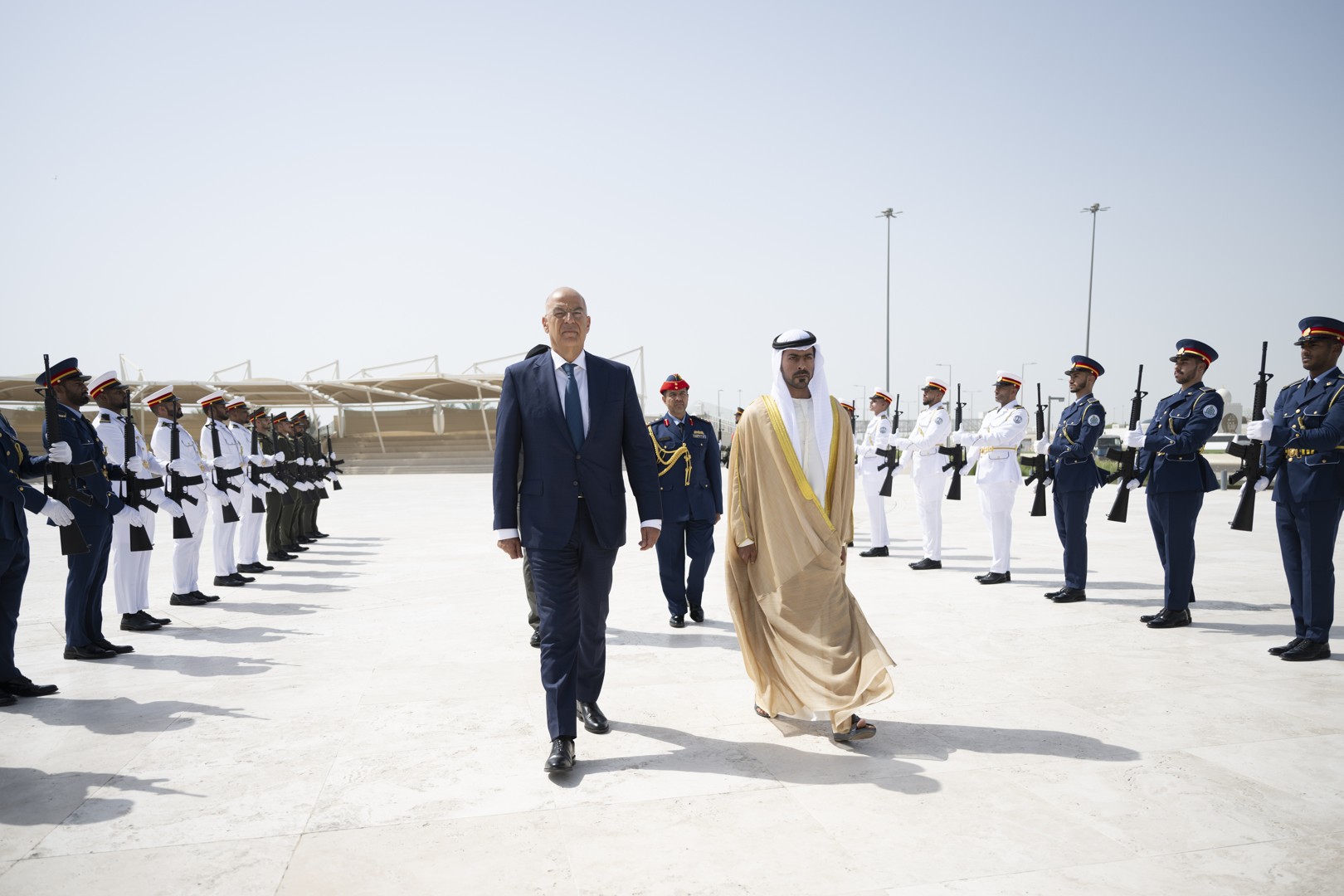 Khalifa bin Tahnoun receives Defence Minister of Hellenic Republic at Wahat Al Karama