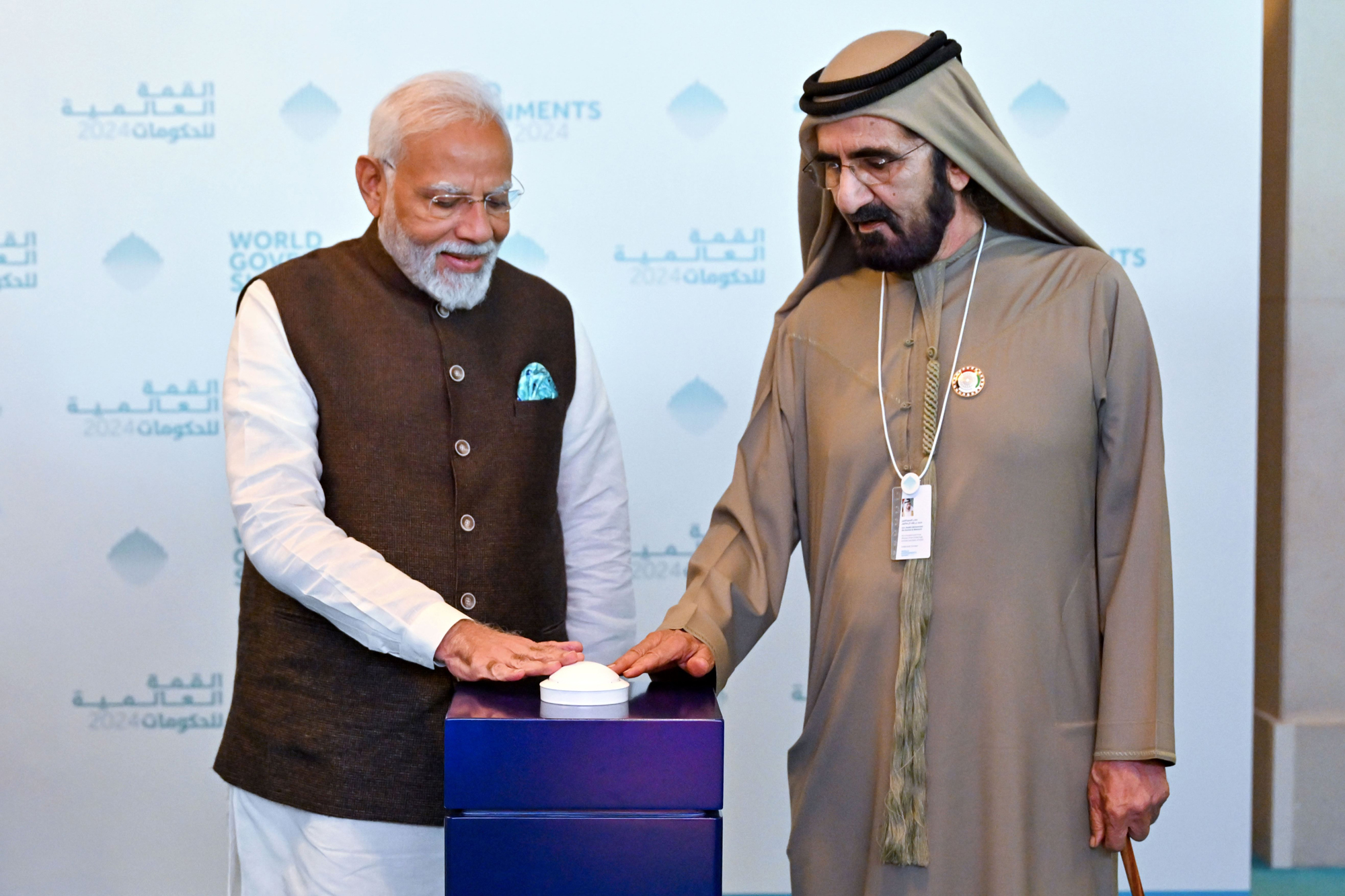 Mohammed bin Rashid, Indian Prime Minister lay foundation stone for market for Indian manufacturers,